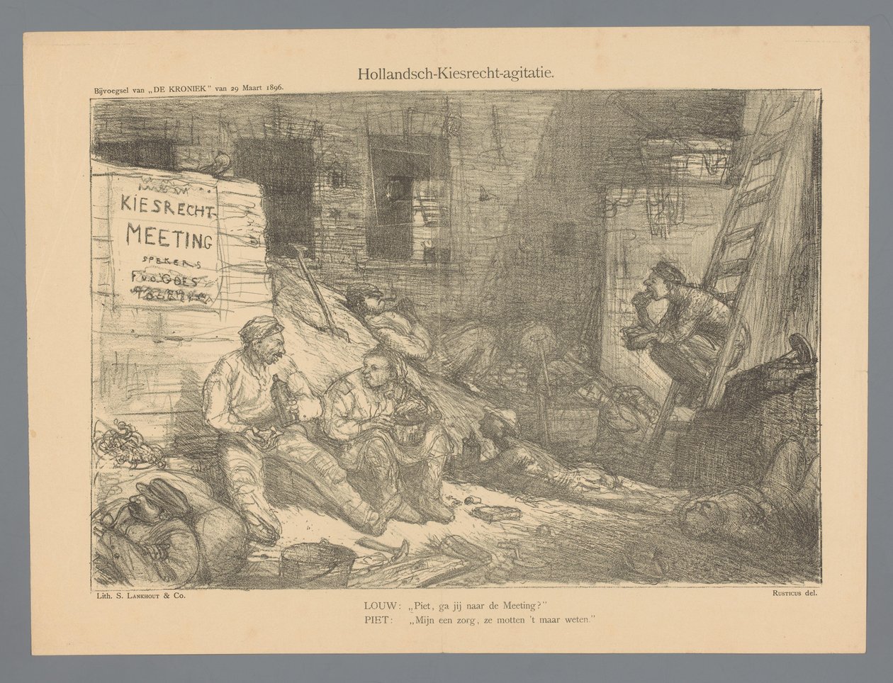 Hollandsch-Kiesrecht agitáció (cím a tárgyon) alkotó: Marius Bauer
