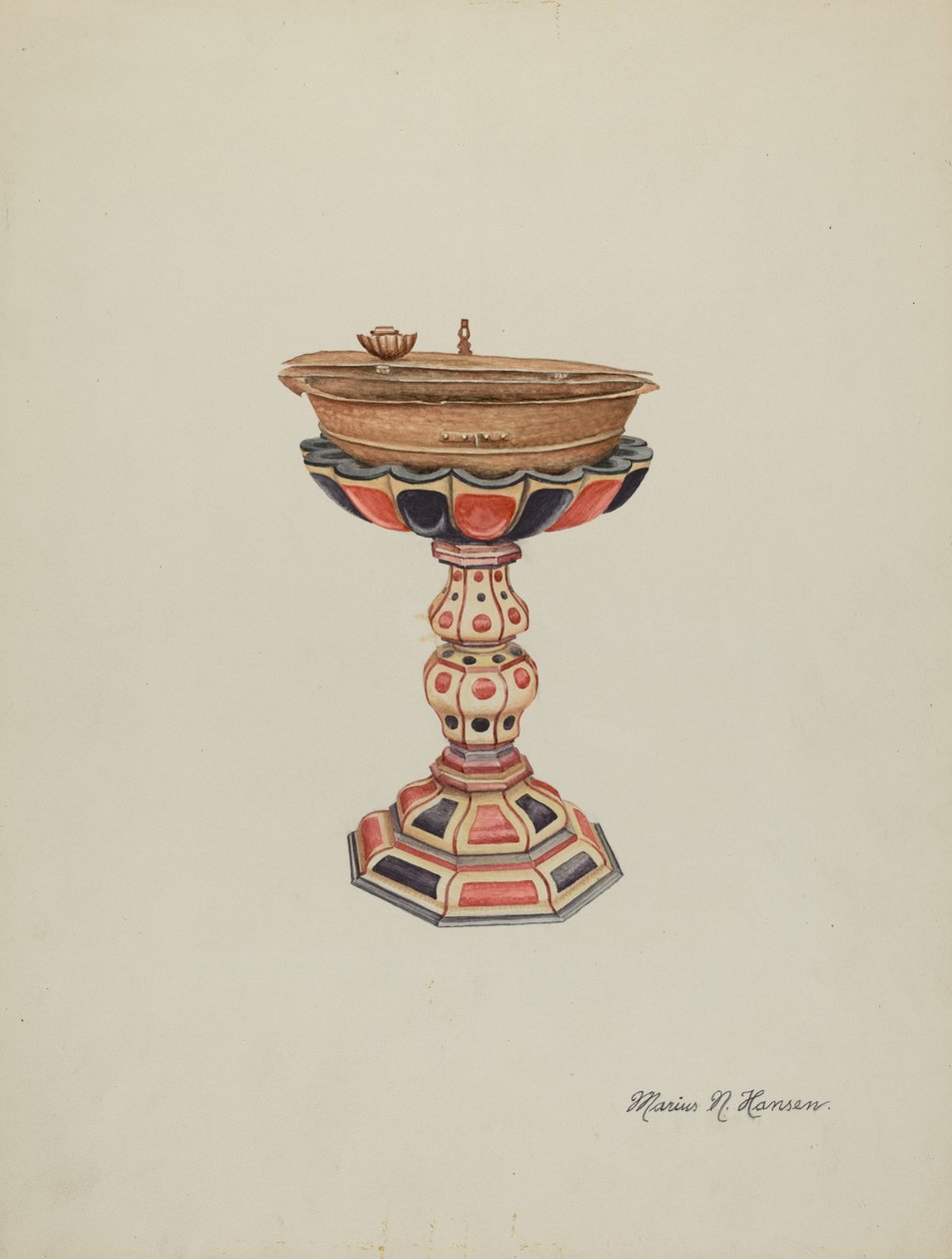 Keresztelő font és állvány, c. 1939. alkotó: Marius Hansen