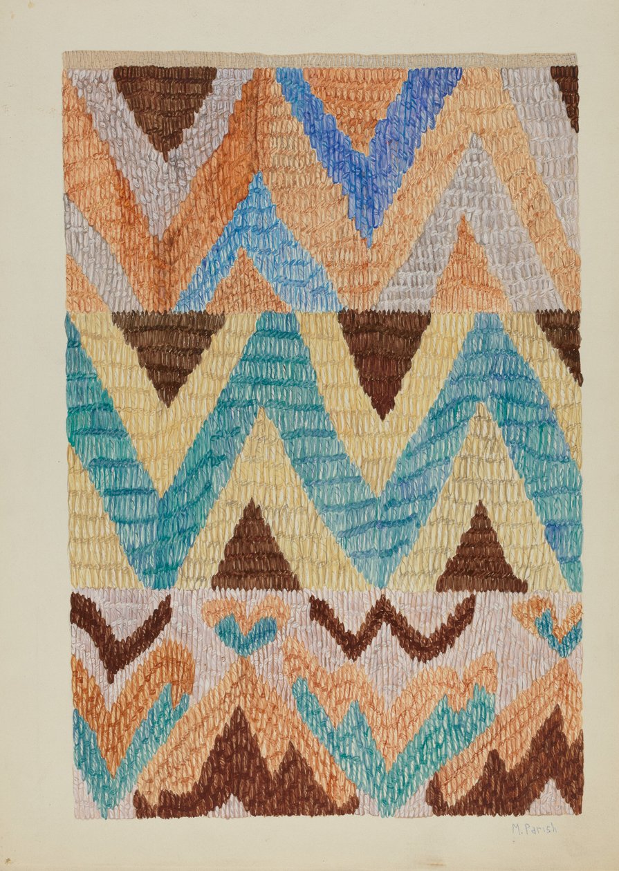 Colcha ágytakaró, c. 1937. alkotó: Marjery Parish