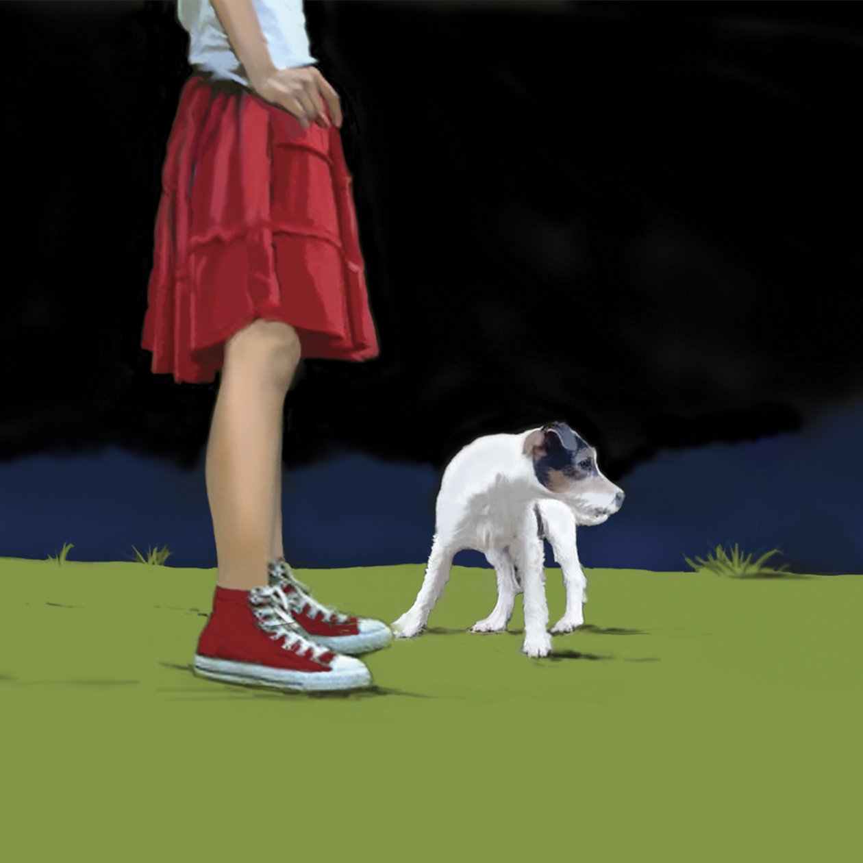 Piros szoknyás lány, 2008 (akril, vászon) alkotó: Marjorie Weiss