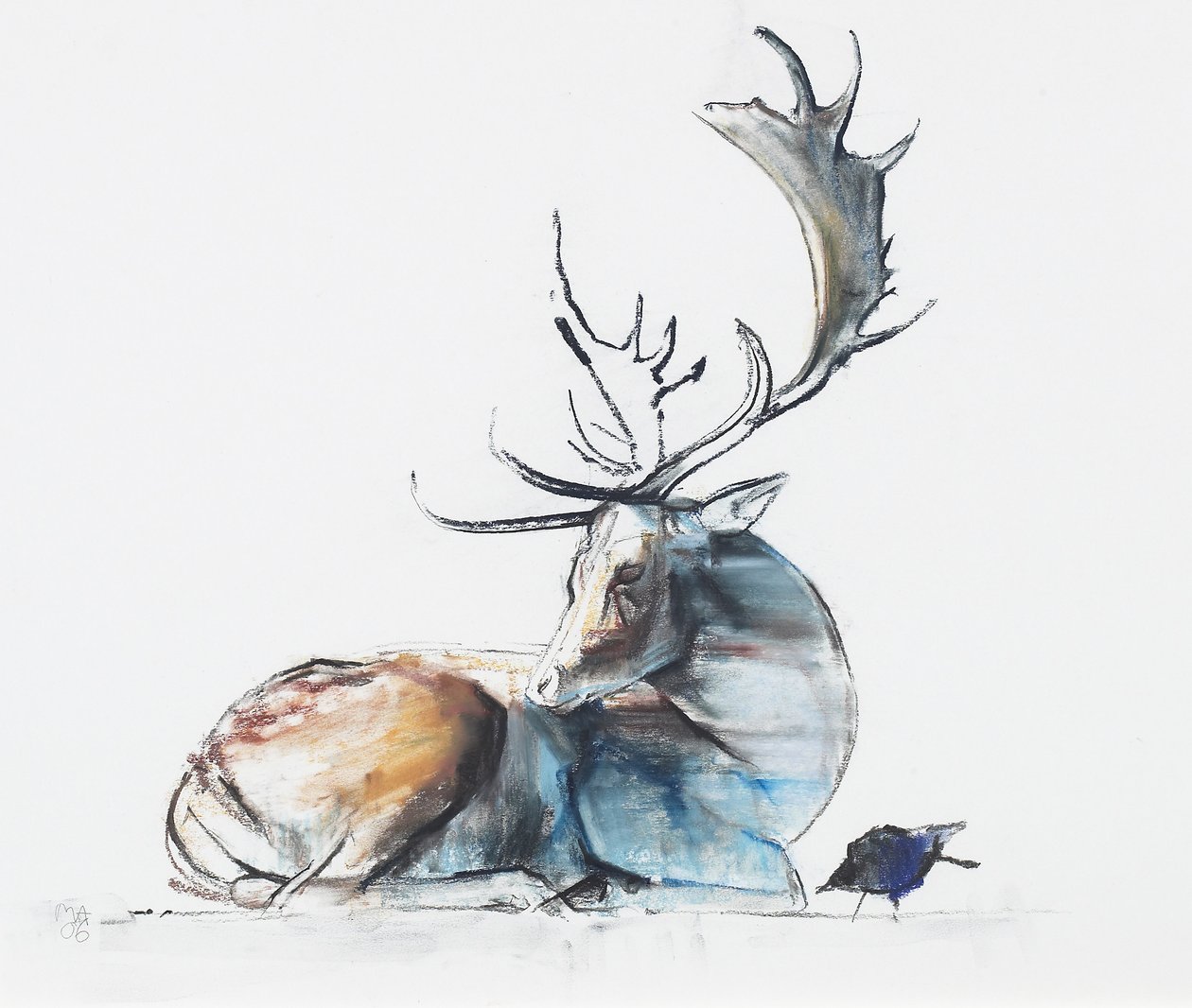 Buck and Bird, 2006 (charcoal and conte papíron) alkotó: Mark Adlington
