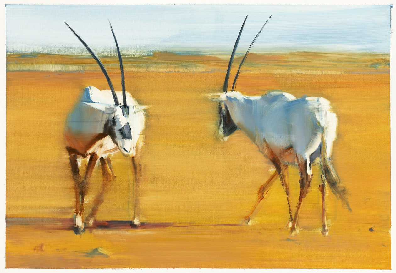 Circling Arabian Oryx, 2010 (olaj, papír) alkotó: Mark Adlington