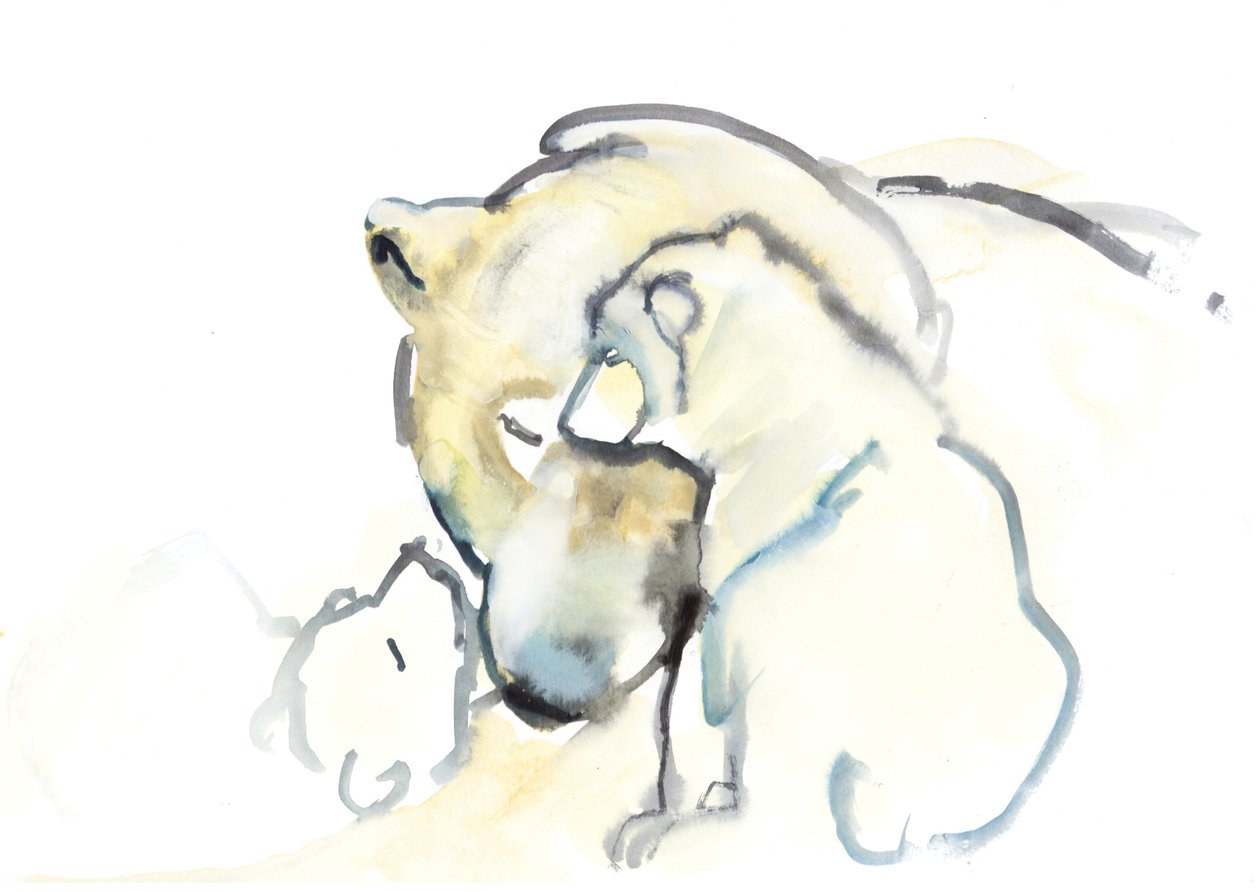 Anya és ikrek, 2015, (wc és gouache papíron) alkotó: Mark Adlington