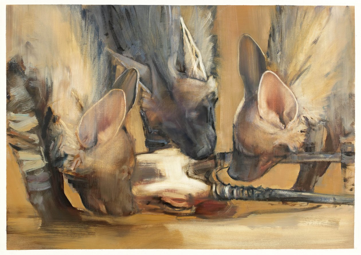 Pack Attack (Young Striped Hyaenas) (olaj, papír) alkotó: Mark Adlington