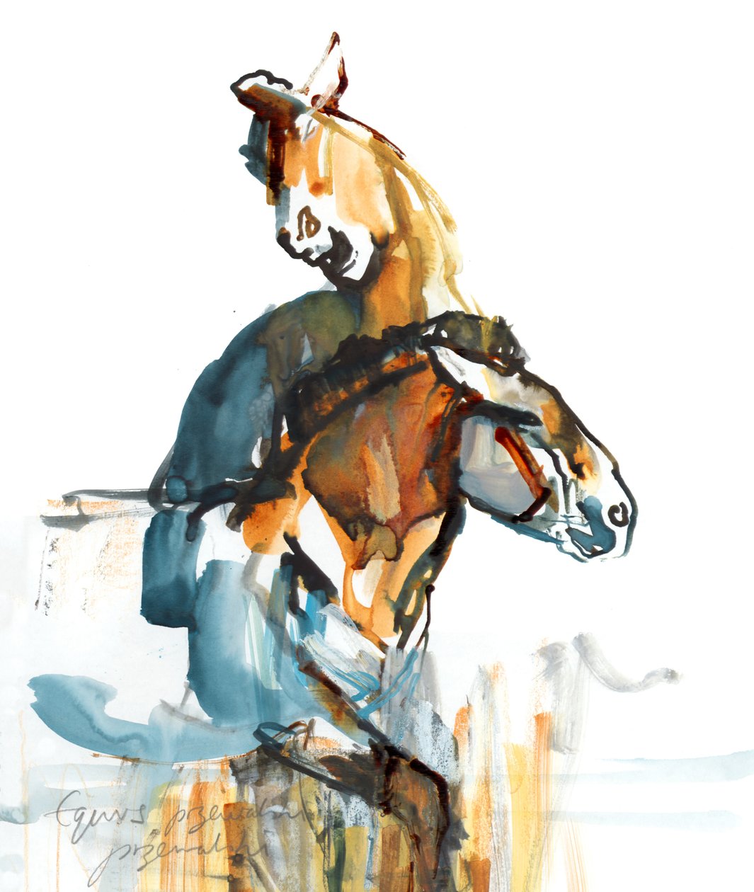 Paleolit (Przewalski), 2013 (sennelier tus, akvarell és gouache) alkotó: Mark Adlington