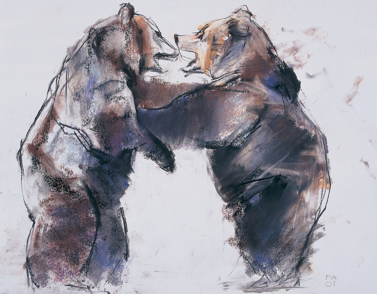 Playfight, 2001 (szén és vita papíron) alkotó: Mark Adlington
