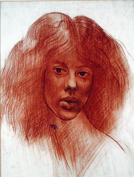 Egy lány feje (piros kréta papíron) alkotó: Mark Gertler
