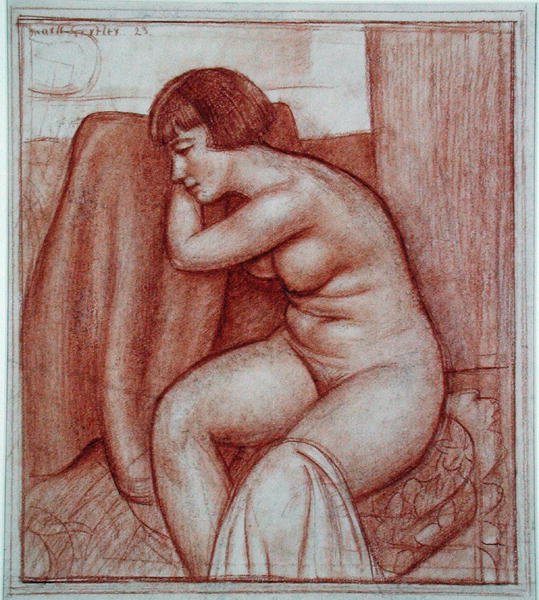 Ülő akt (ceruza, papír) alkotó: Mark Gertler