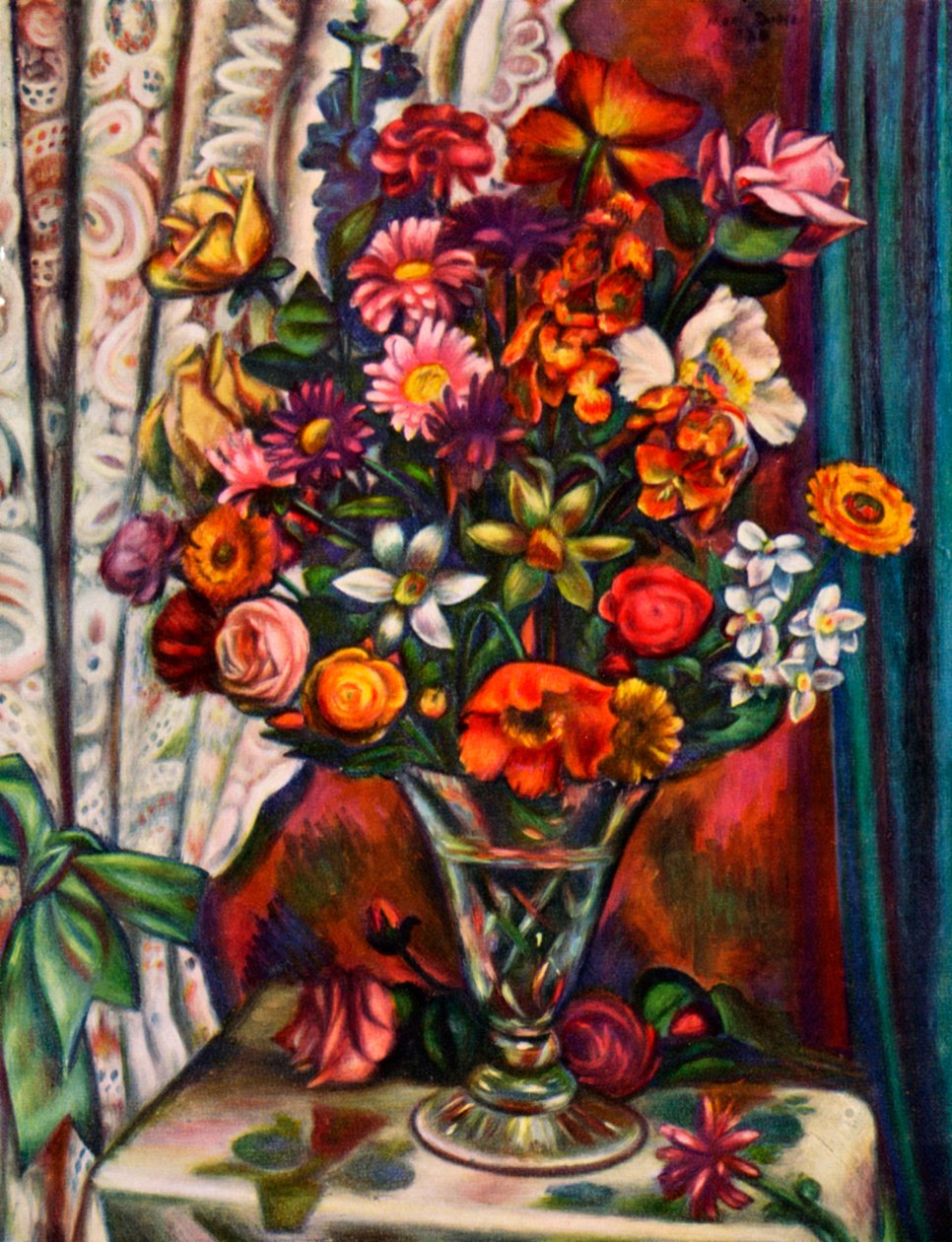 Virágcsendélet ezüst vázában, 1930. alkotó: Mark Gertler