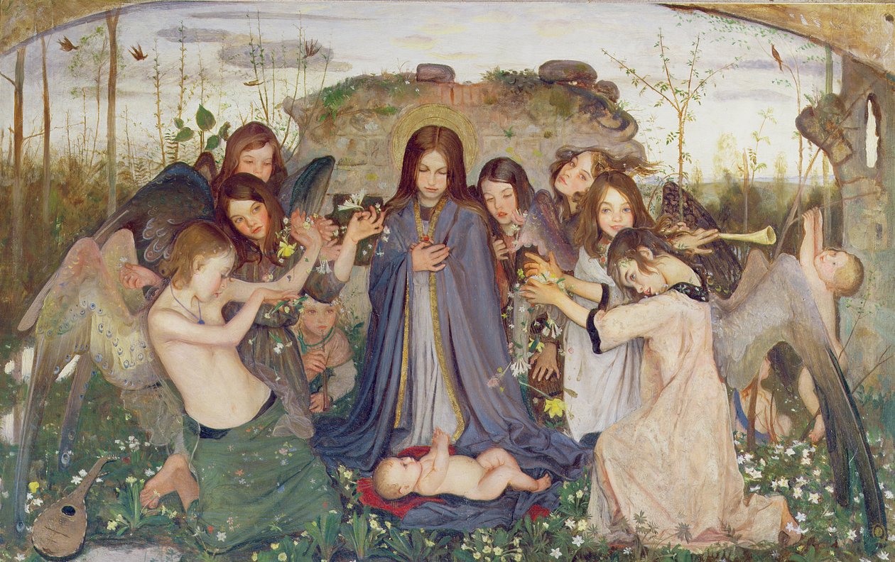 Madonna és gyermeke angyalokkal, 1925 körül (panel) alkotó: Mark Lancelot Symons