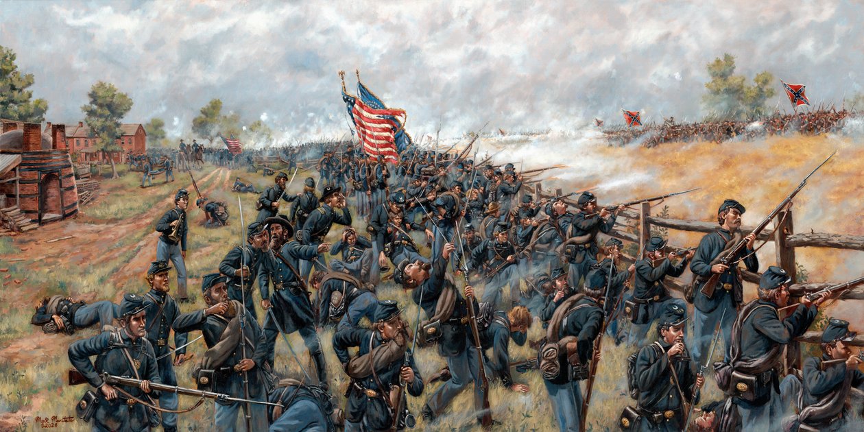 The Brickyard Fight 154th New York Infantry at Gettysburg, 2024 (Olaj, vászon) alkotó: Mark Maritato