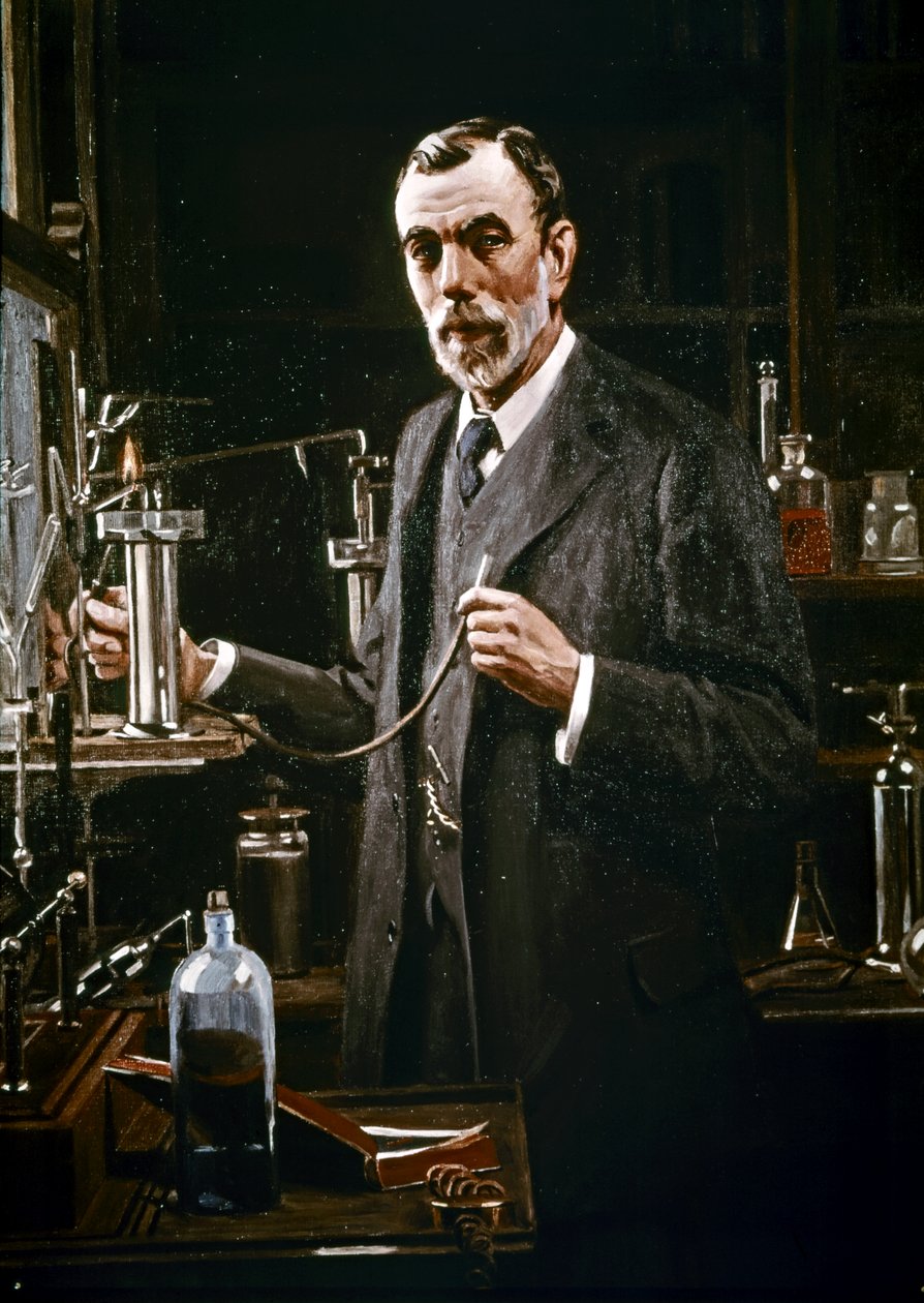 Sir William Ramsay a laboratóriumában alkotó: Mark Richard Milbanke