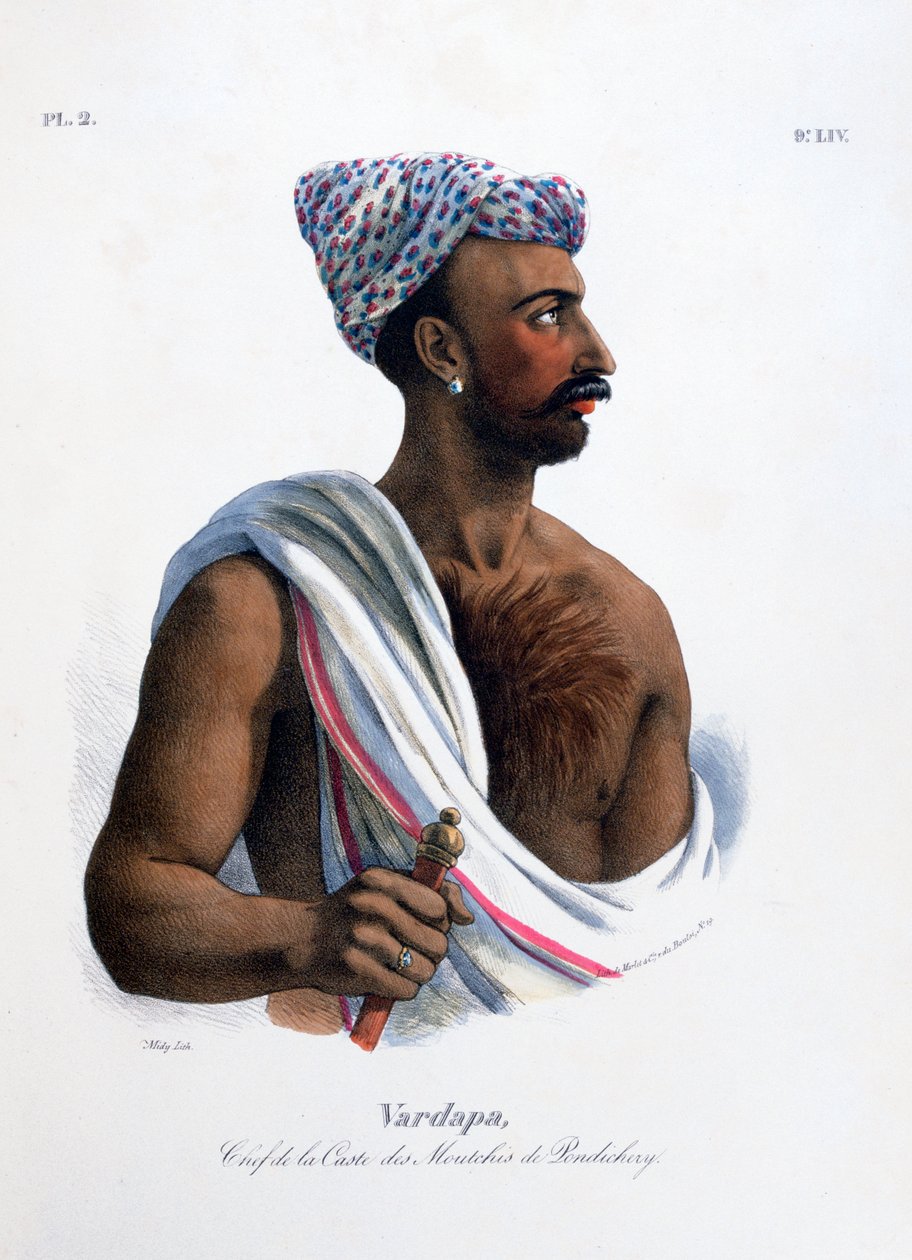 „A kaszt főnöke Pondicherry Puducherryben”, India, 1828 alkotó: Marlet et Cie