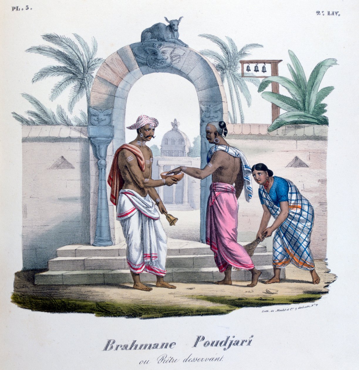 Templomon kívül, India, 1828 alkotó: Marlet et Cie