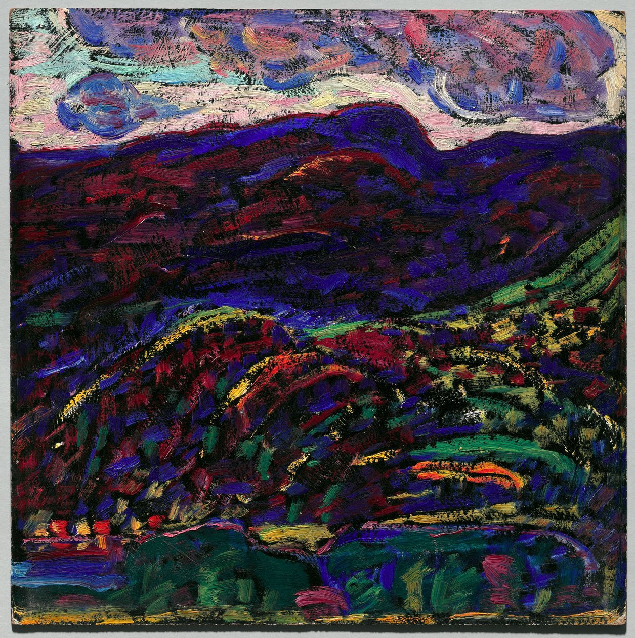 Kezar-tó, Őszi este, 1910 körül (olaj, karton) alkotó: Marsden Hartley