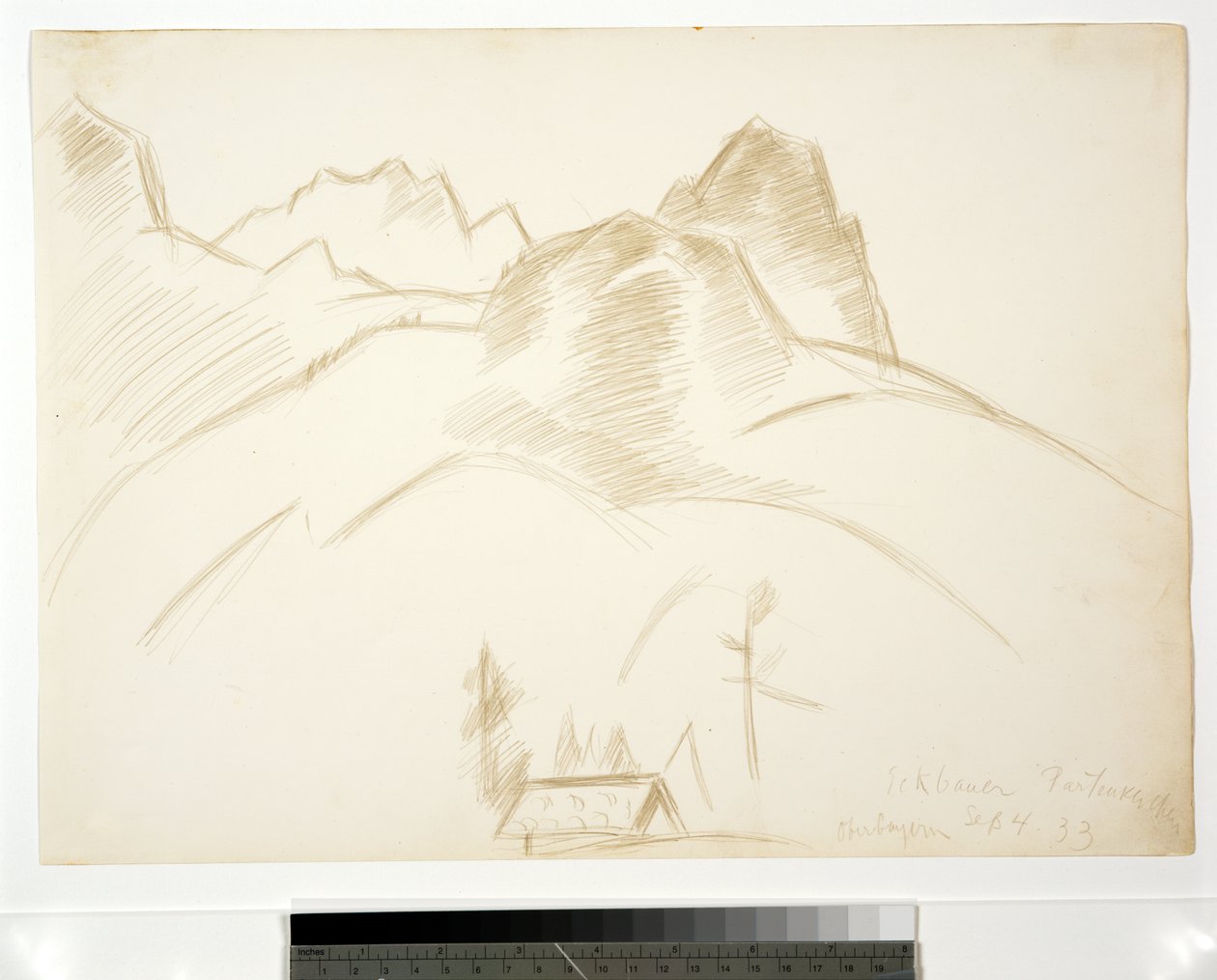 Hegyi táj házzal az előtérben, 1933 alkotó: Marsden Hartley