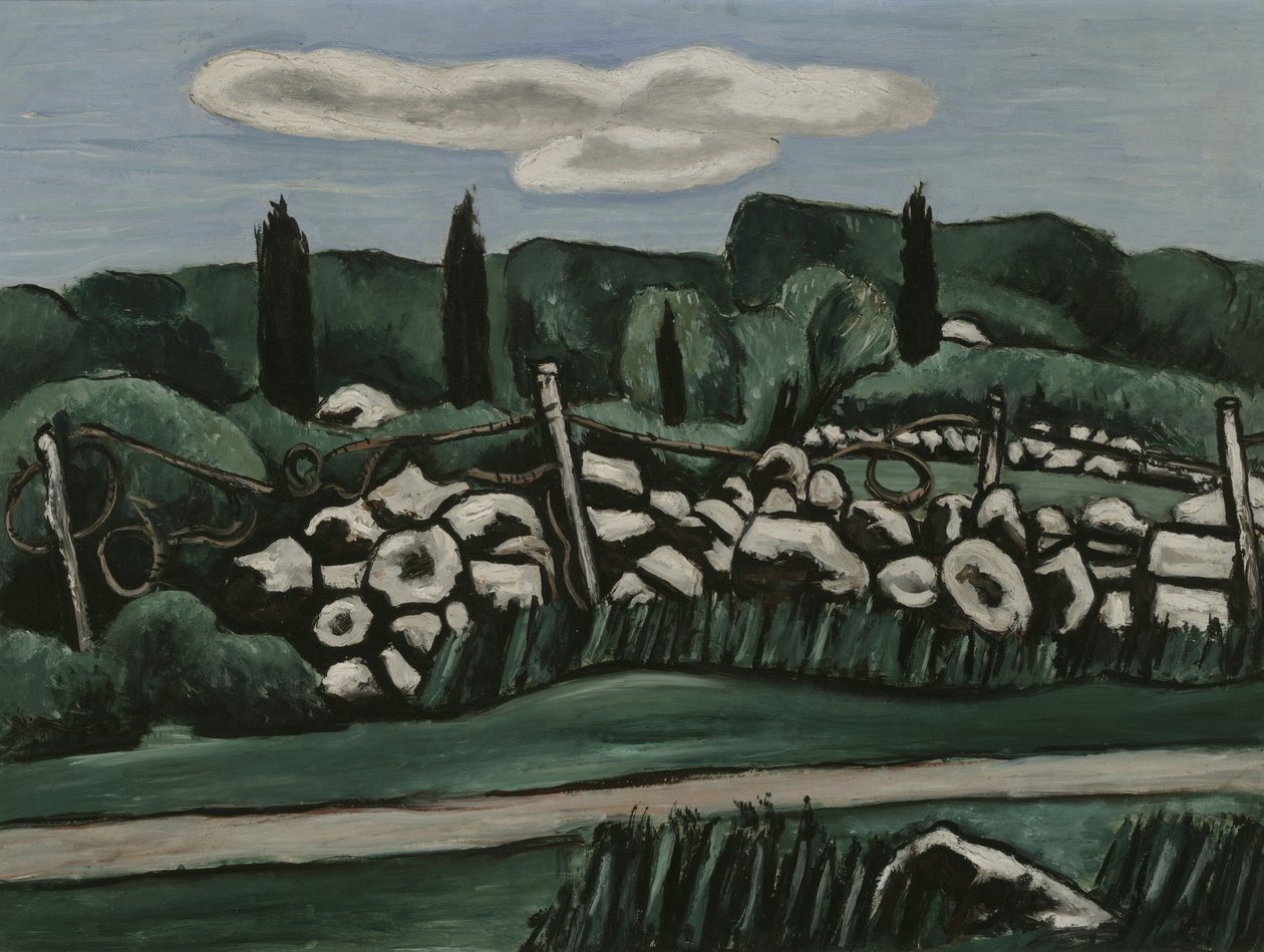 The Last Stone Walls, Dogtown, 1936-37 (olaj az akadémia tábláján) alkotó: Marsden Hartley