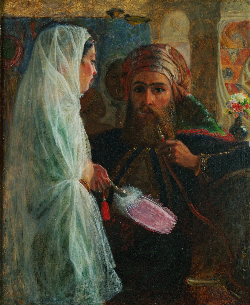 The Hookah Smoker (olaj, vászon a fedélzeten) alkotó: Marshall Claxton