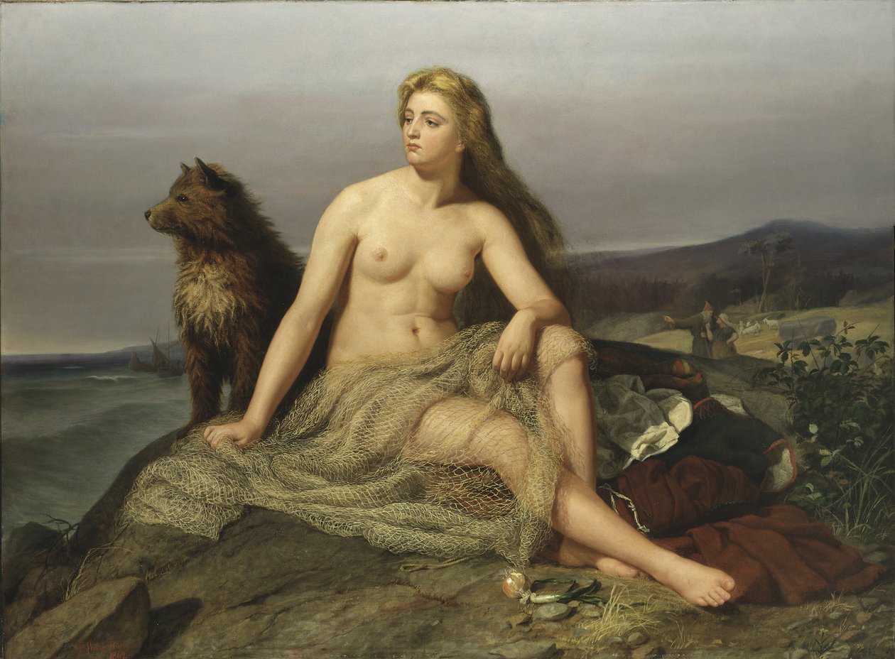 Kraka (Aslaug, Aslog), szerző: Winge, Marten Eskil (1825-1896). Olajfestmény alkotó: Mårten Eskil Winge