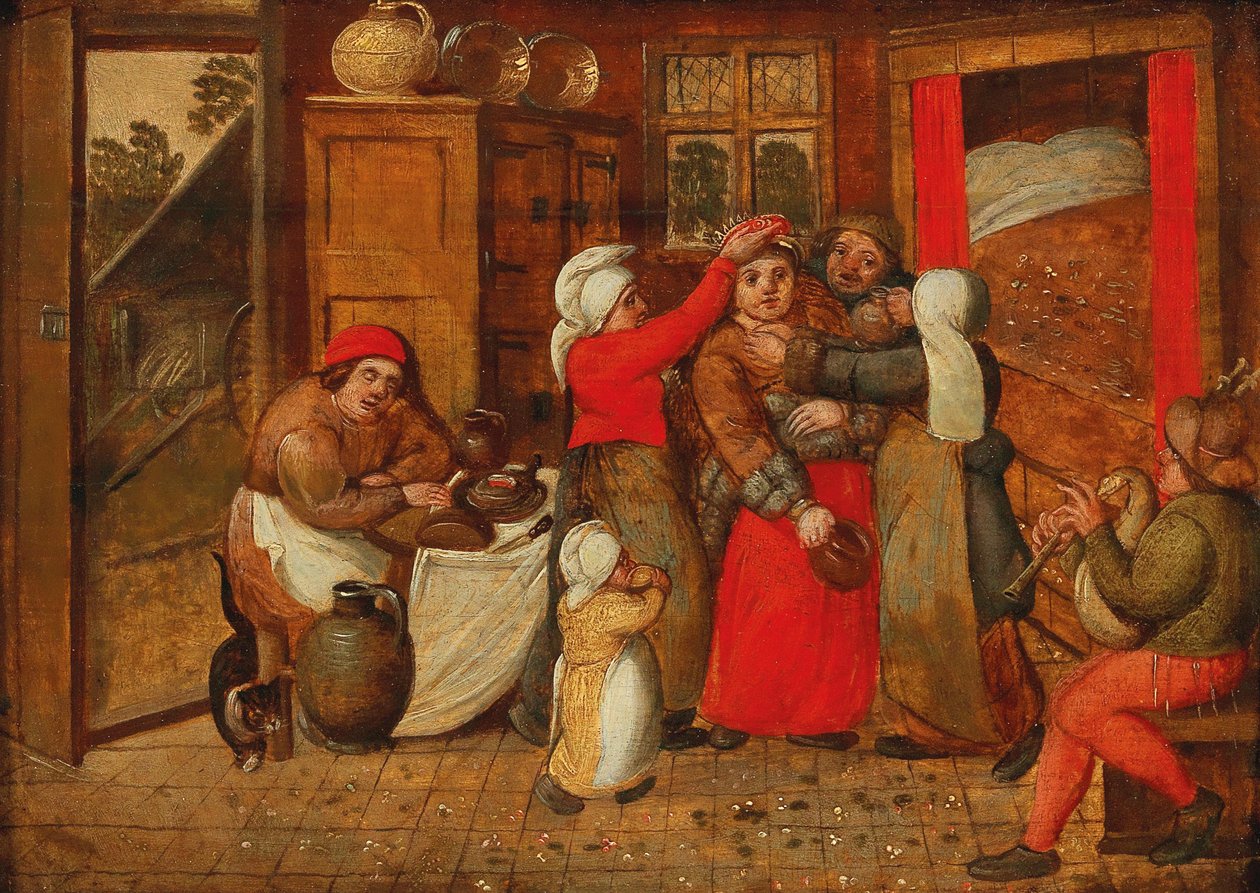 Felkészülés a menyasszonyi ágyra, 1570-es évek. alkotó: Marten van Cleve the Elder