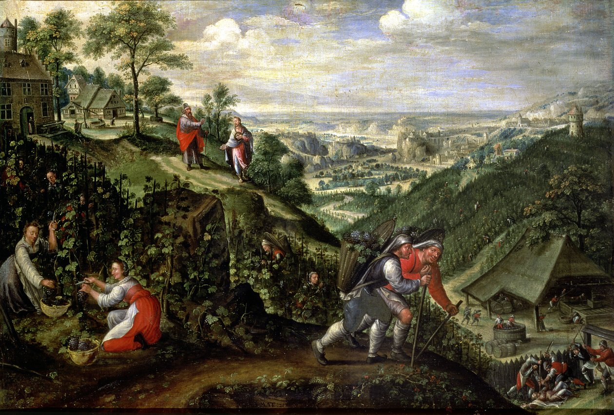 Október: Példabeszéd a rossz borászokról, 1580-90 körül (olaj, vászon) alkotó: Marten van Valckenborch