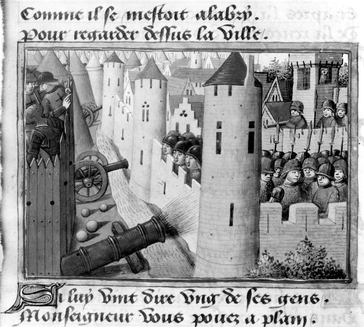 Ms Fr 5054 fol.54v Orleans ostroma, VII. Károly vigíliáiból, 1484 körül. alkotó: Martial de Paris
