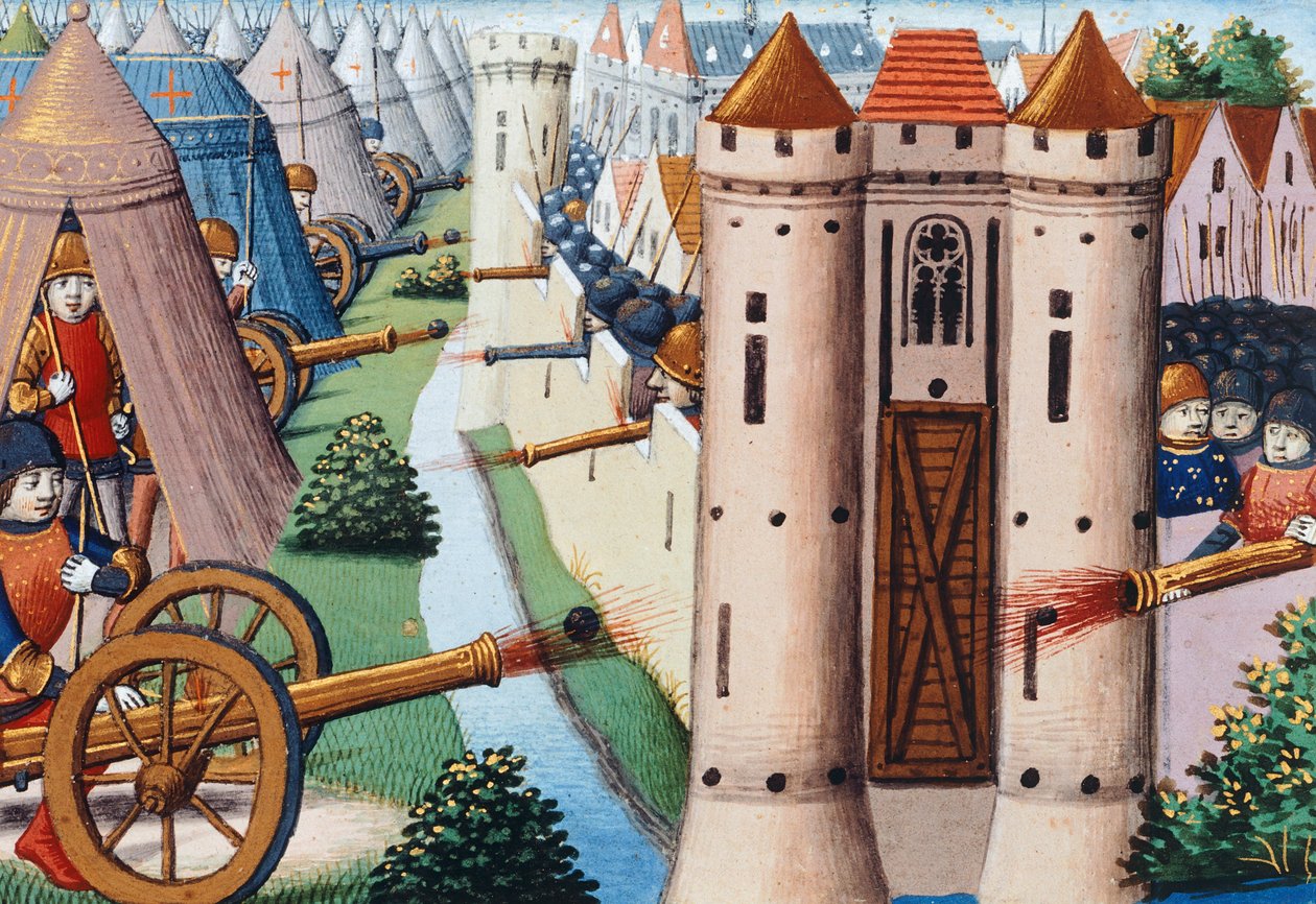 Rouen ostroma (1418. július - 1419. január) 1484, folio 19v, Vigiles de Charles VII. alkotó: Martial de Paris (fl.15th century)