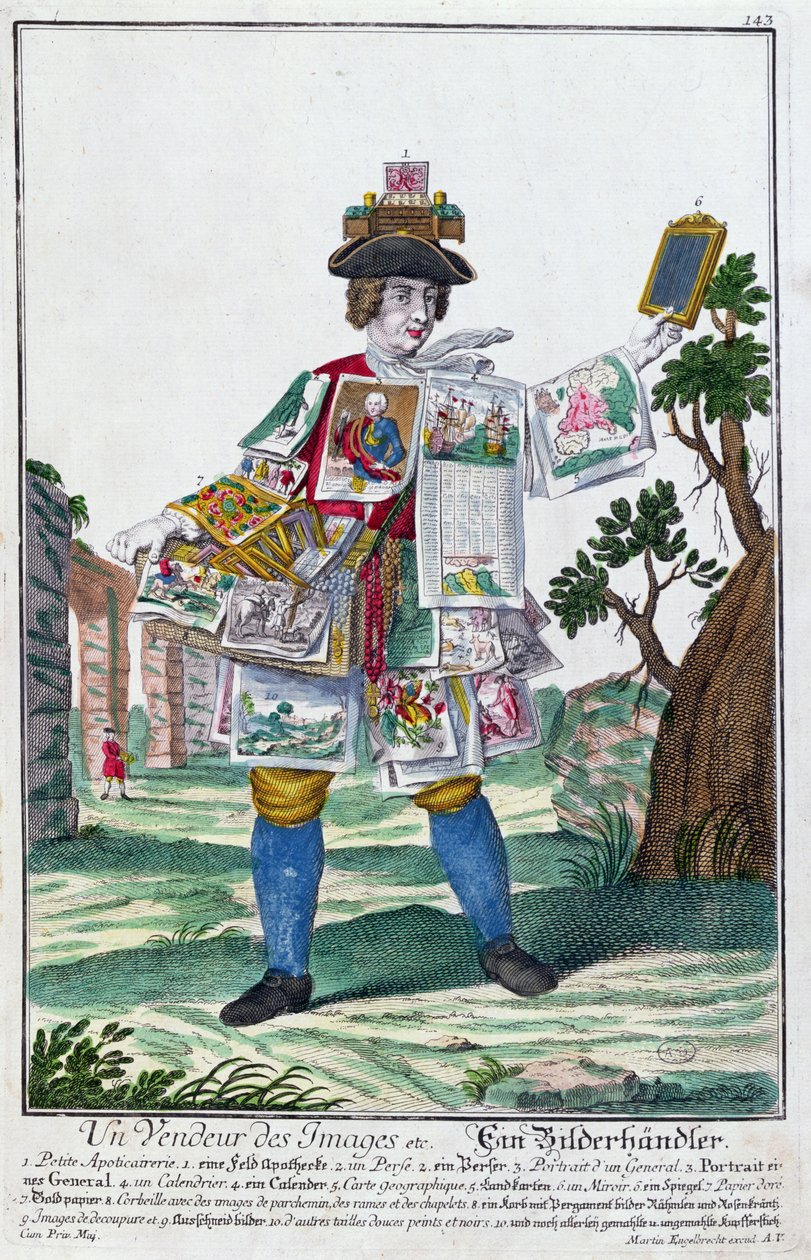 Kép eladó, 1735 körül (színes gravírozás) alkotó: Martin Engelbrecht