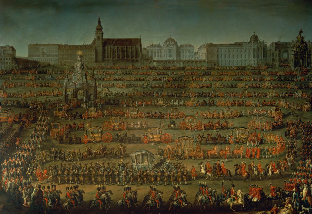 Pármai Izabella érkezése II. Józseffel való esküvője alkalmából, 1760 alkotó: Martin II Mytens or Meytens