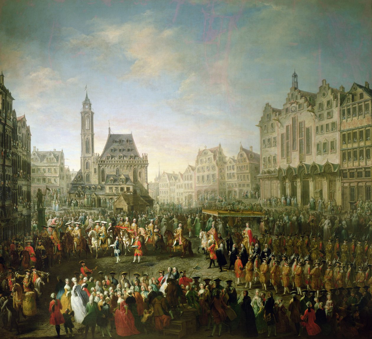 II. József (1741-90) koronázási körmenete Romerbergben, 1764 alkotó: Martin II Mytens or Meytens