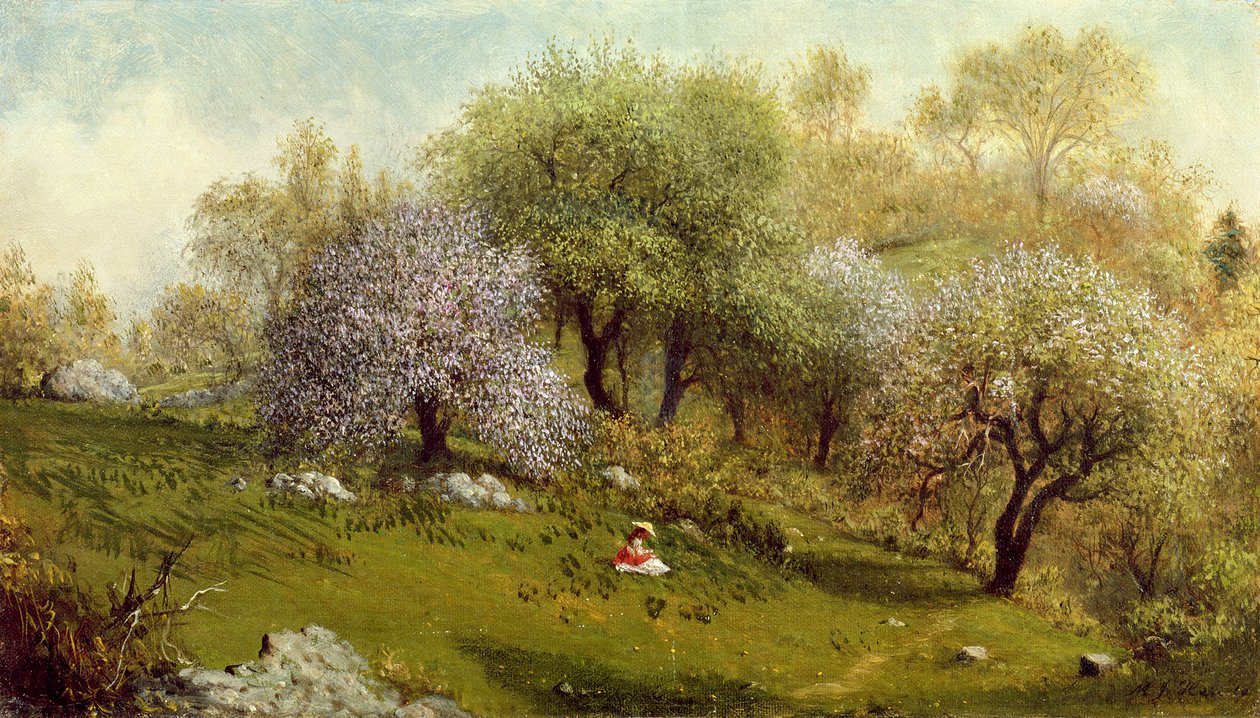 Lány a domboldalon, Almavirágok, 1874 alkotó: Martin Johnson Heade