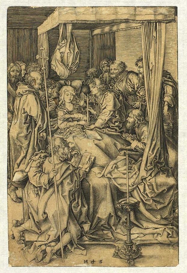Szűz halála alkotó: Martin Schongauer
