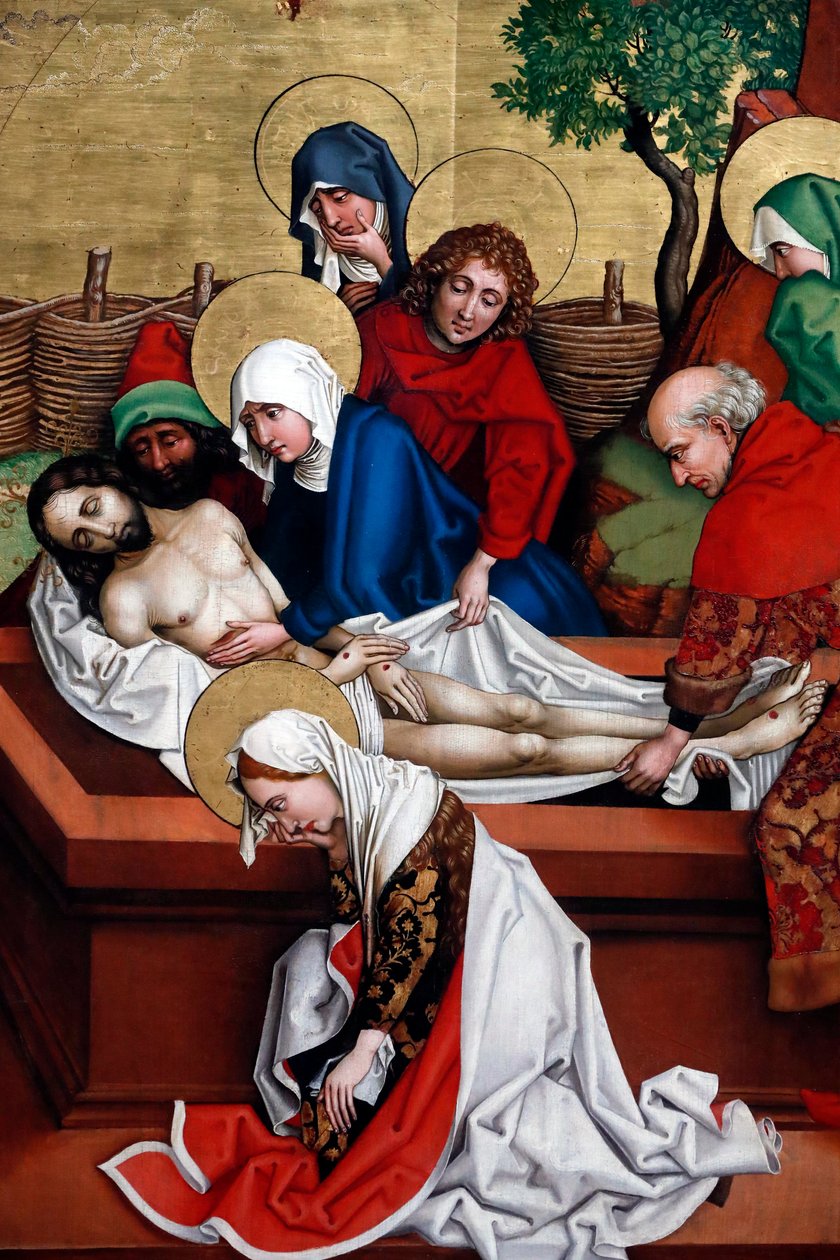 Jézust a sírba helyezik (olaj falapon) alkotó: Martin Schongauer
