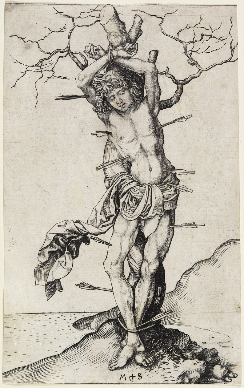 Szent Sebestyén, 1480-1490 körüli évek alkotó: Martin Schongauer
