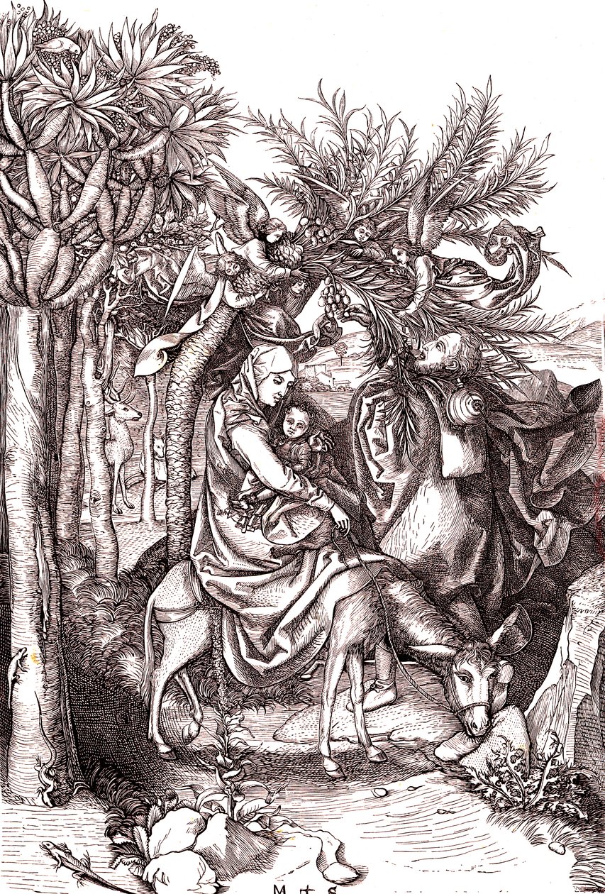 Repülés Egyiptomba, a Szent Családba alkotó: Martin (after) Schongauer