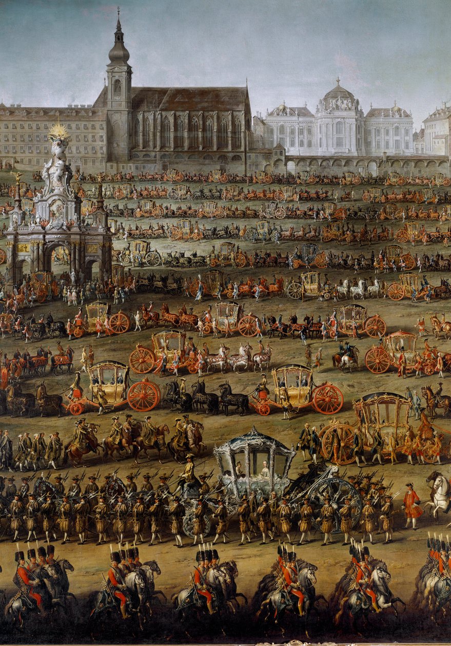 Izabella pármai hercegnő Bécsbe érkezése II. József császárral való esküvője alkalmából, 1760.10.05. Részlet. (Festés) alkotó: Martin (and studio) Mytens or Meytens