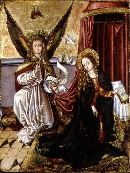 Az Angyali üdvözlet alkotó: Martin (follower of) Schongauer