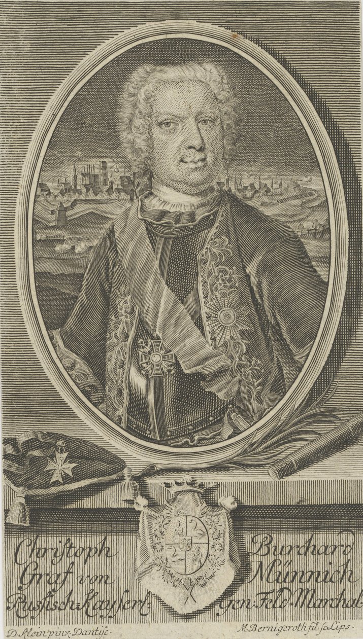 Burkhard Christoph von Munnich gróf portréja 1683-1767, 1730 körül. alkotó: Martin Bernigeroth
