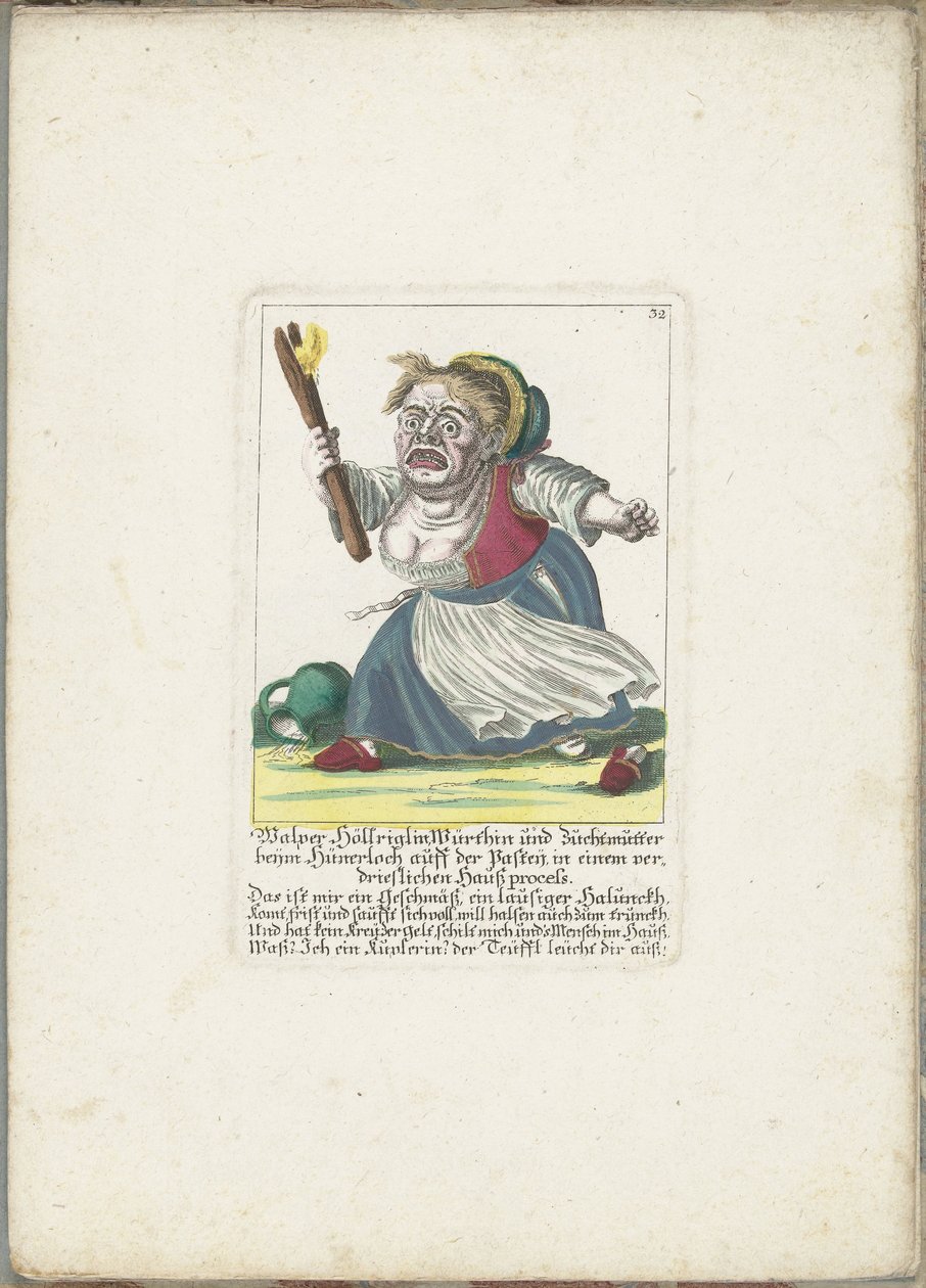 De dwerg Malper Höllriglin, mint waardin, 1710 körül Malper Höllriglin Würthin és tenyészanya a Hünerloch auff der Pasteijnál, egy bosszantó hazai perben (cím a tárgyon) Il Callotto resurcitato vagy újonnan berendezett kis szekrény (sorozat címe alkotó: Martin Engelbrecht (attributed to)