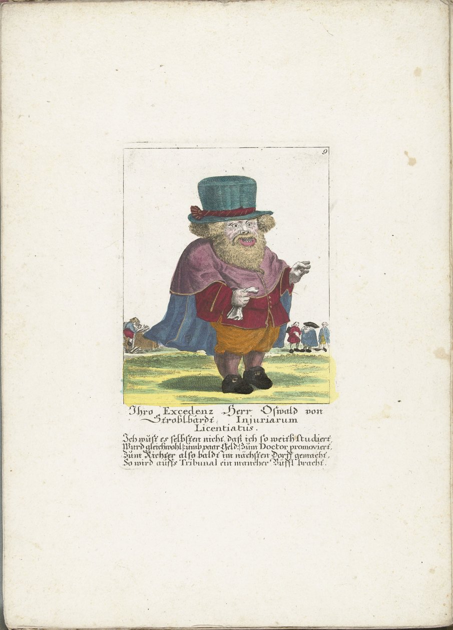 A dwerg Oswald van Stroblbardt, 1710 körül Excellenciája Herr Oswald von Stroblbardt Injuriarum Licentiatus (cím a tárgyon) Il Callotto resurcitato vagy újonnan berendezett kis szekrény (sorozat címe) alkotó: Martin Engelbrecht (attributed to)