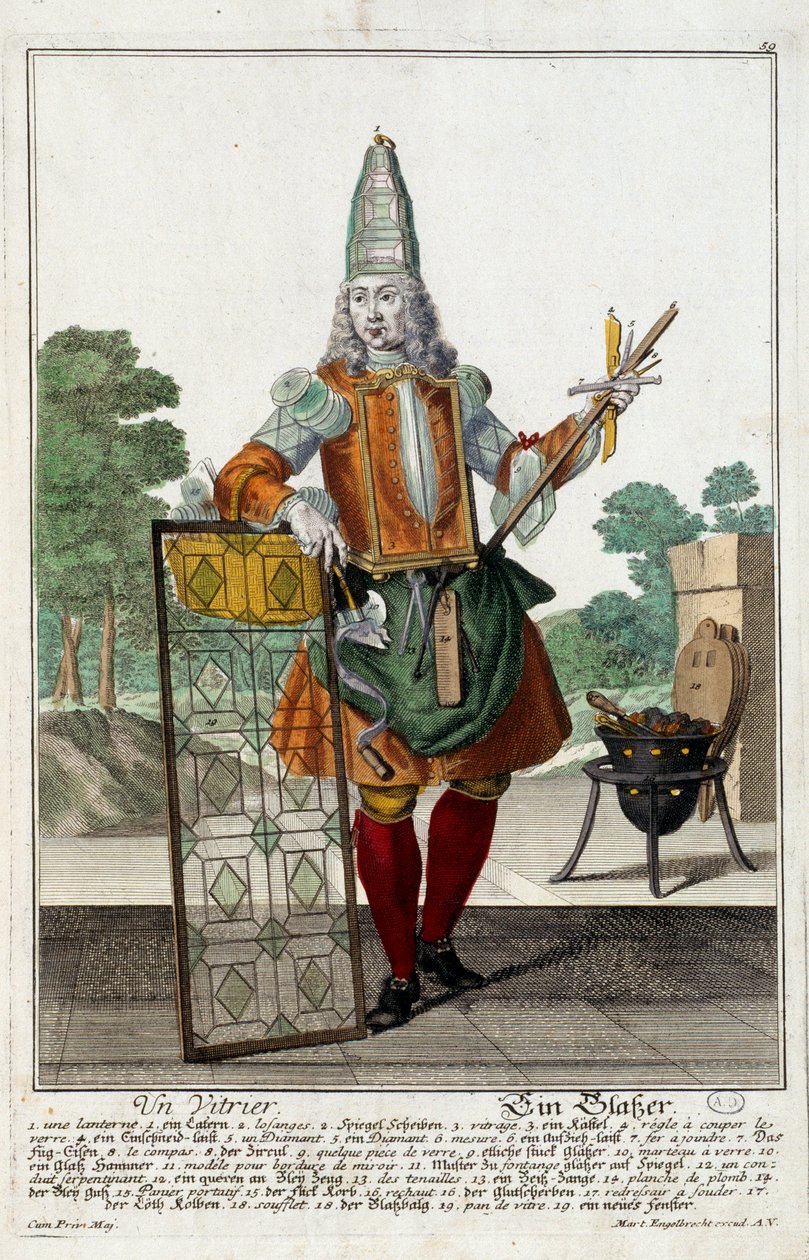 Egy üveges. Martin Engelbrecht metszete alkotó: Martin Engelbrecht