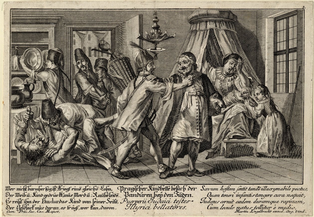 A pandúrok a zsidókhoz látogató, 1756 körül alkotó: Martin Engelbrecht