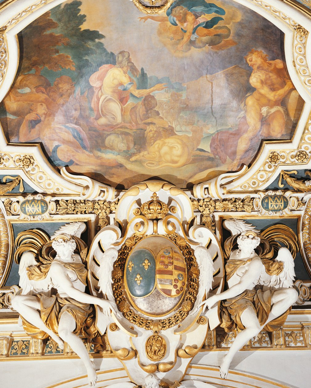 Noé és családja belép a bárkába a kápolnában, Chateau de Fontainebleau-ban, Franciaországban alkotó: Martin Fréminet