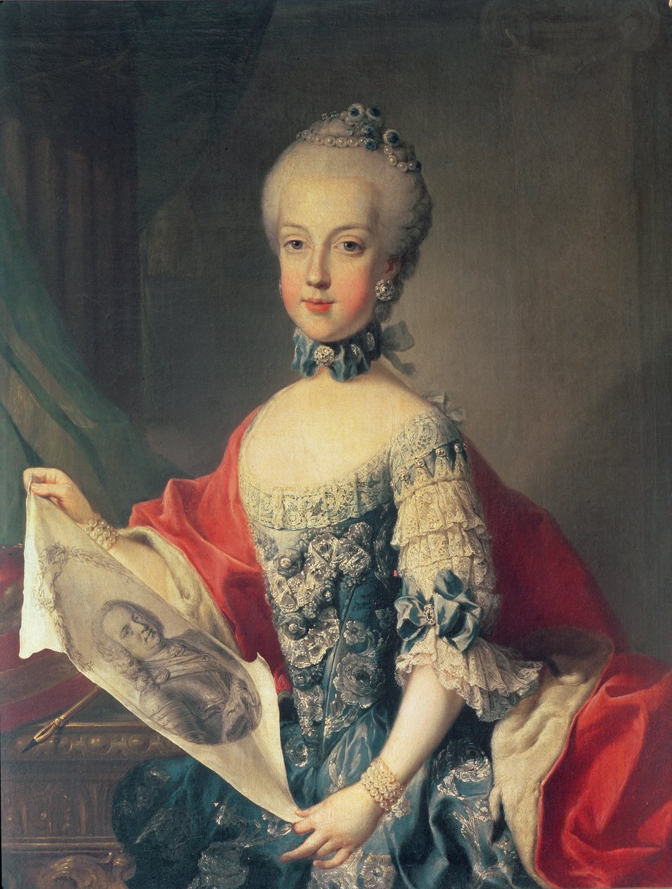 Mária Karolina főhercegnő (1752-1814), Ausztriai Mária Terézia (1717-80) tizenharmadik gyermeke, I. Ferdinánd (1751-1825), a két szicíliai király felesége, kezében apja, Franc császár portréja alkotó: Martin II Mytens or Meytens