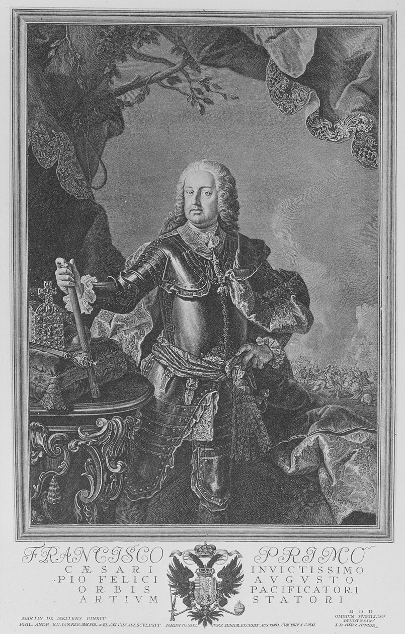 I. Ferenc, római római császár, Philipp Andreas Kilian metszete alkotó: Martin II Mytens or Meytens