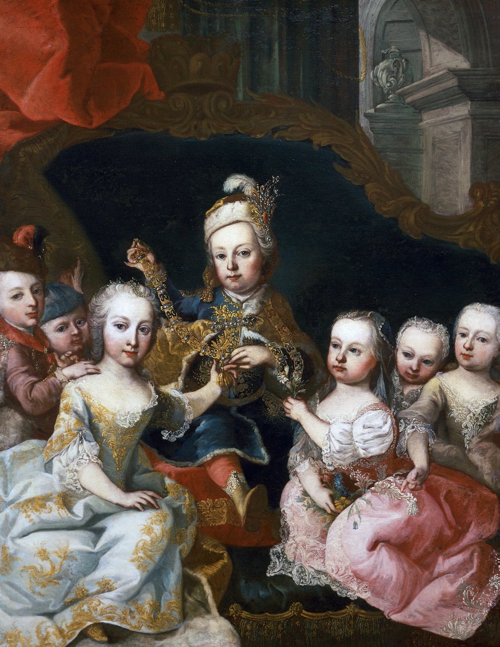 II. József gyermekkori portréja testvéreivel (Bécs alkotó: Martin II Mytens or Meytens