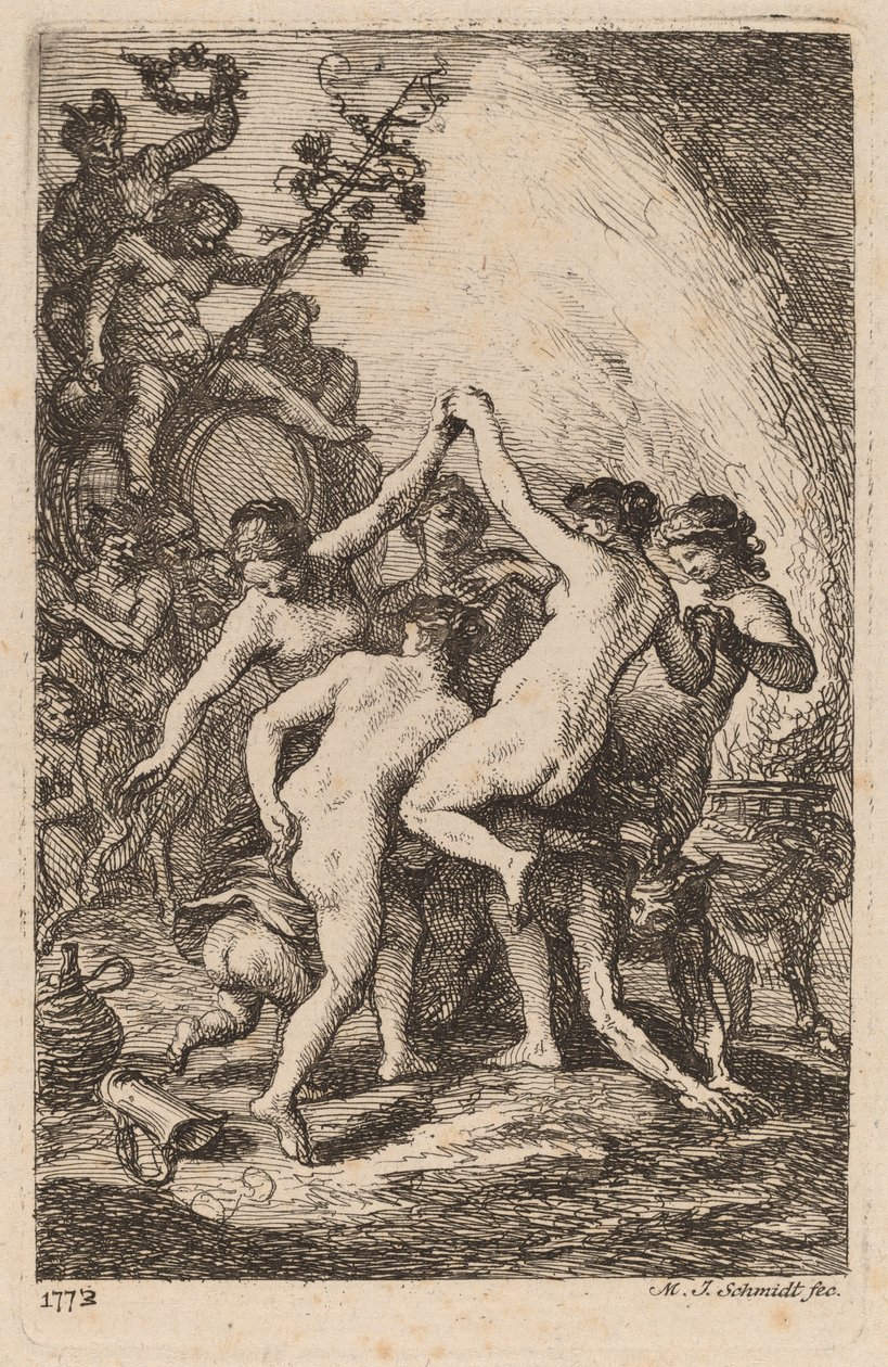 Bacchus diadala táncoló nimfákkal alkotó: Martin Johann Schmidt
