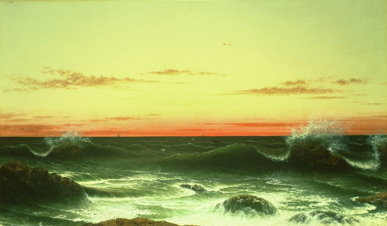 Tengeri tájkép: Naplemente, 1861 alkotó: Martin Johnson Heade