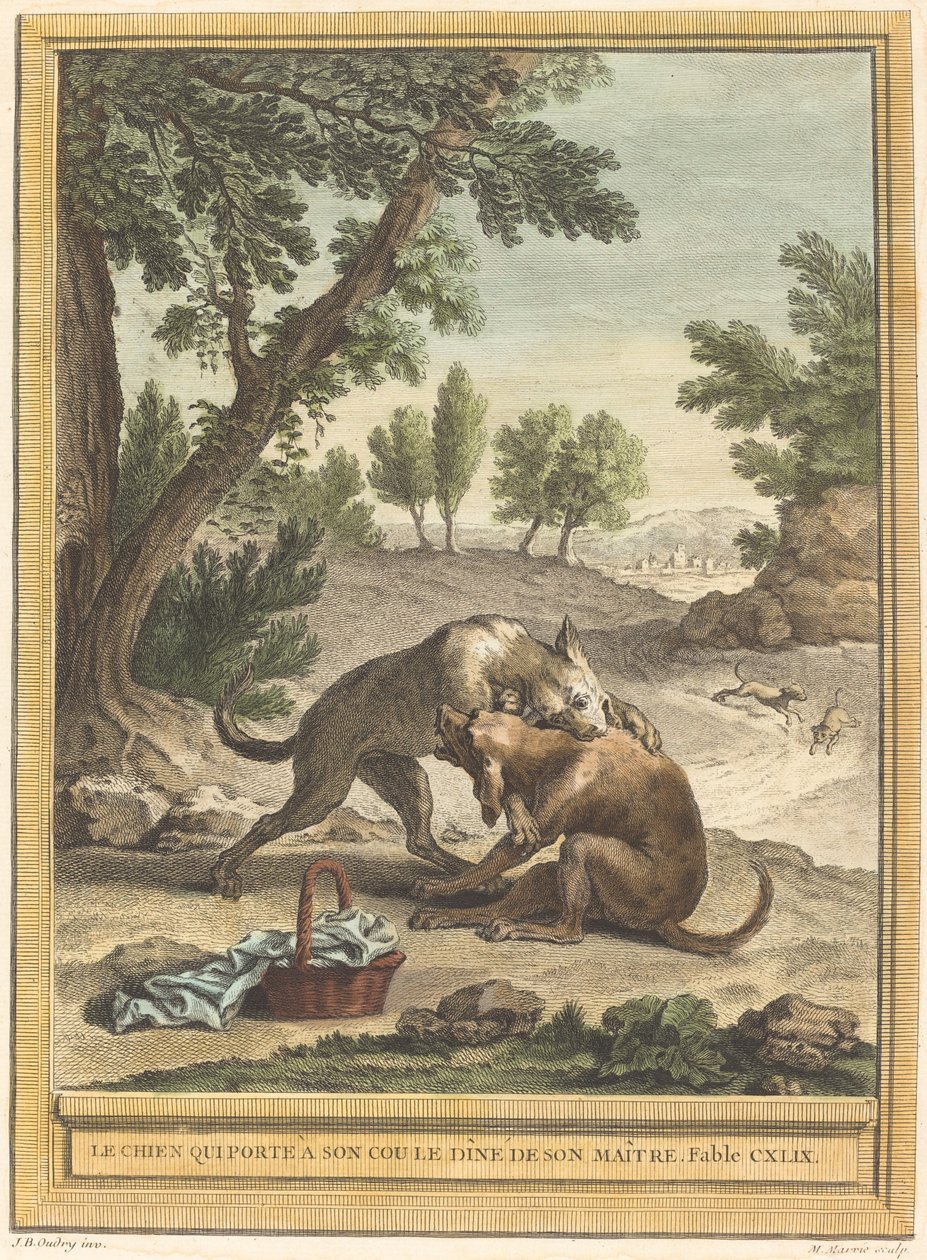 A kutya, aki a nyakában hordja a gazdája vacsoráját alkotó: Martin Marvie after Jean Baptiste Oudry