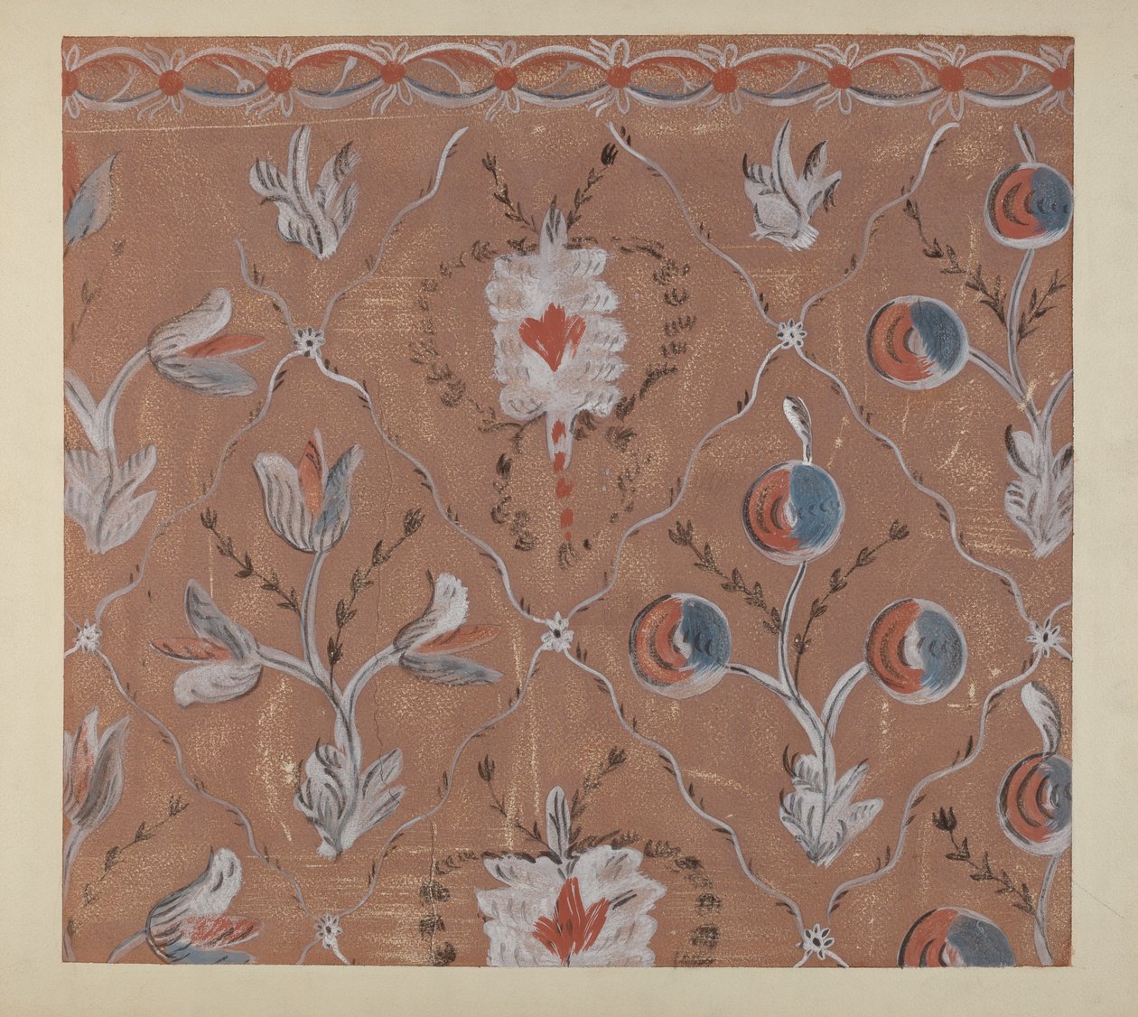 Kézzel festett falrészlet, c. 1939. alkotó: Martin Partyka